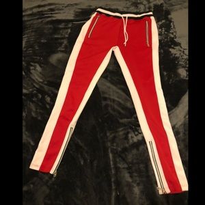 Hudson Outerwear Track Pants. Red and White. Size Medium.
